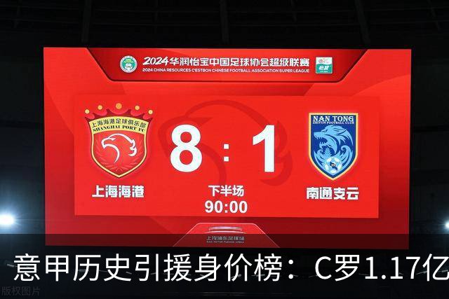 意甲历史引援身价榜：C罗1.17亿欧唯一过亿，伊瓜因9000万欧次席